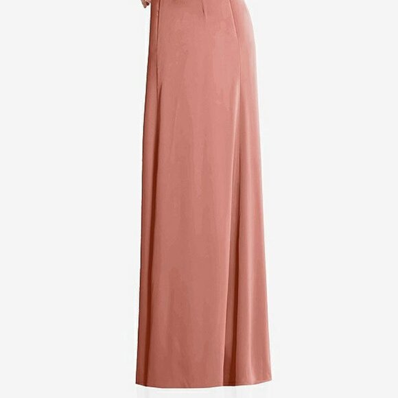 After Six 6855...Draped Twist Halter Low-Back Satin Dress...Desert Rose..Sz 12 - Picture 4 of 7